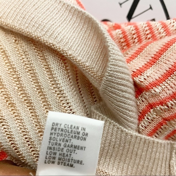 St. John Women’s Coral Cream Striped Knit Sweater - Picture 12 of 15
